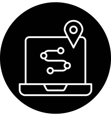 gps konum haritası simgesi ana hat biçiminde