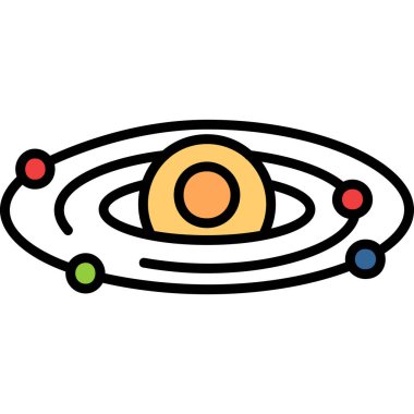 Gezegen alanı simgesi renk ana hatları vektörü