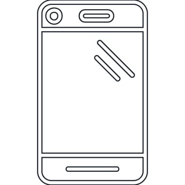 Akıllı telefon simgesi, ince çizgi tasarımı, ana hatlı mobil vektör web tasarım sembolü, özet kavramı.