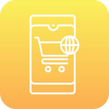 Benzersiz çevrimiçi alışveriş vektör çizgisi simgesi