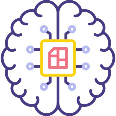 beyin ikonu vektör illüstrasyonu