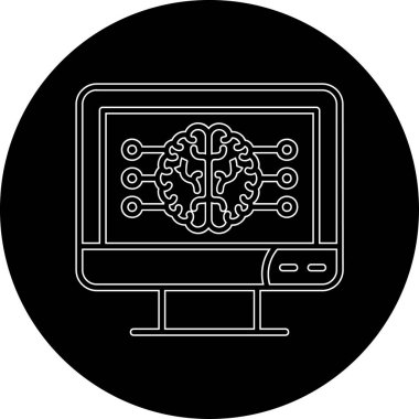 Beyin ve dizüstü bilgisayar simgesi, basit tasarım