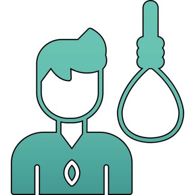 İp ikonlu bir adam. Beyaz üzerine izole edilmiş halat vektör simgesi rengi ile ana hatlı adam