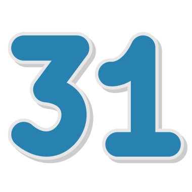 Beyaz arkaplanda 20 numarası olan mavi bir sayının çizimi