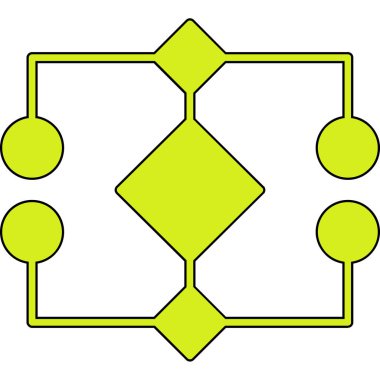 Güzel dekoratif bir süslemenin yeşil ve beyaz ikonunun vektör çizimi