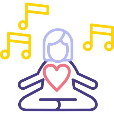 Müzik notalı bir kalp. vektör illüstrasyonu