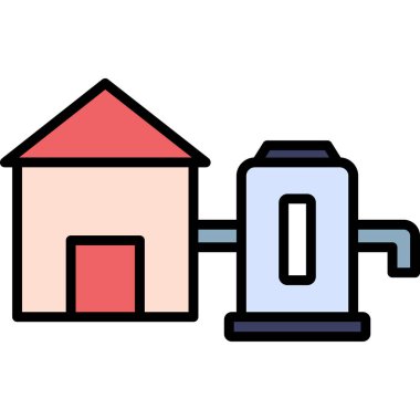 Yakıt istasyonu simgesi renk ana hatları vektörü