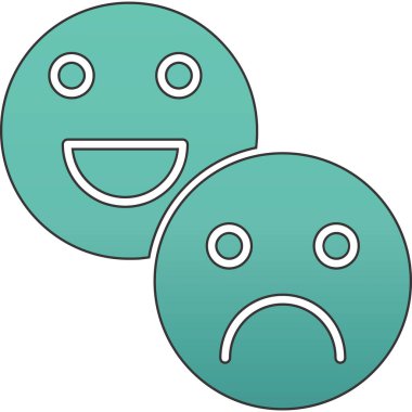 Üzgün gülen yüz ikonu. Web için üzgün emoji vektör simgelerinin basit çizimi