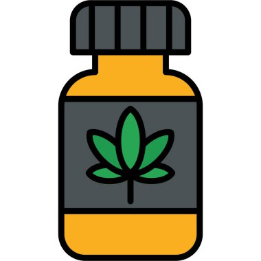 Kenevir yağı şişesi ikonu. Beyaz arkaplanda izole edilmiş marihuana yağı vektör simgesi düz renk