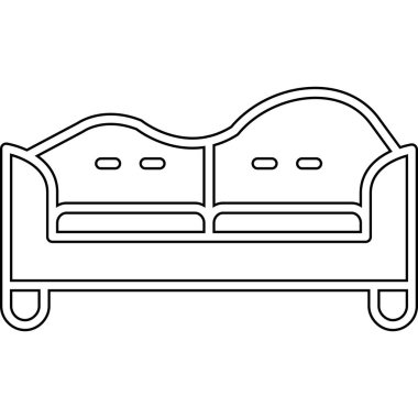 Koltuk mobilyası ikonu. Vektör çizimi. Kanepe mobilya tasarımı taslağı.