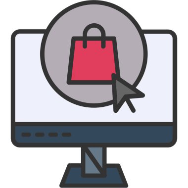 alışveriş çevrimiçi vektör çizgisi simgesi