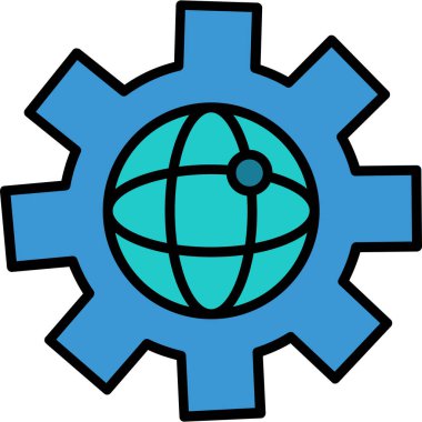 dünya küresel dünya simgesi ana hat biçiminde