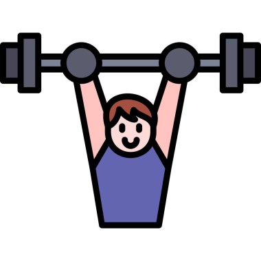 ağırlık simgesini kaldırmak. outline fitness kaldırma vektör renk düz izole