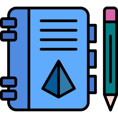 Not defteri kalem simgesi. dizin kalem defteri vektör simgesi rengi düz izole