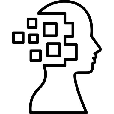 Beyin simgesi olan insan kafası, ana hatlar tarzı