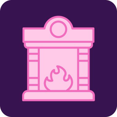 Şömine Simgesi, vektör illüstrasyonu