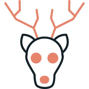 Yılbaşı ren geyiği vektör çizgisi simgesi