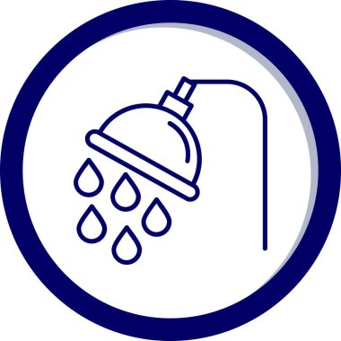 duş musluğu ikonu. Kabartma şekli mavi ve yuvarlak açılı düz ikonik sembol, kobalt rengi.