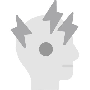 Yıldırım vektör ikonlu baş. biçim düz simge sembolü, gri renk, yuvarlak açılar.