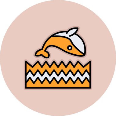 Balık ikonu. Web için deniz balığı vektör simgelerinin özet çizimi