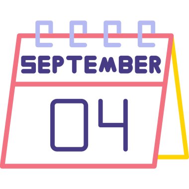 Eylül ayı simgesine sahip takvim, beyaz arkaplanda izole edilmiş vektör. vektör illüstrasyonu