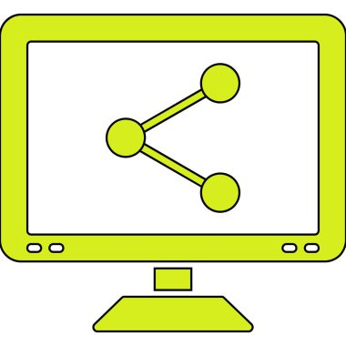 Bilgisayar ekranı. Ağ simgesi. resimleme