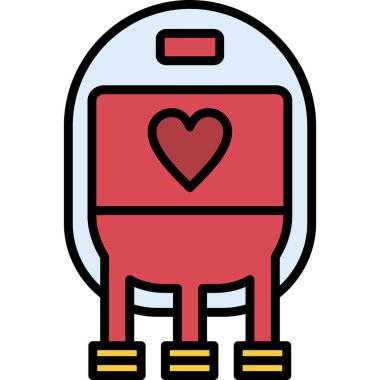 bavullu kalp, vektör simgesi basit tasarım