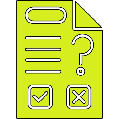 Soru işareti simgesi içeren kontrol listesi. vektör illüstrasyonu