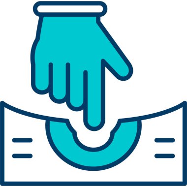 Bir torba yiyecekle elin vektör çizimi