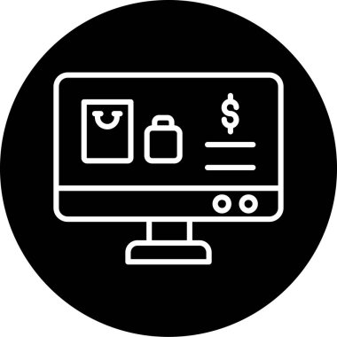 İnternetten alışveriş. Web simgesi basit illüstrasyon