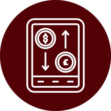 Euro telefon santrali vektör simgesi. biçim düz daire içine alınmış sembol, kırmızı renk, yuvarlak açılar, beyaz arkaplan