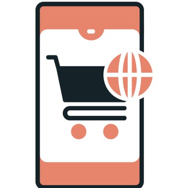 alışveriş arabası vektör çizimi olan cep telefonu