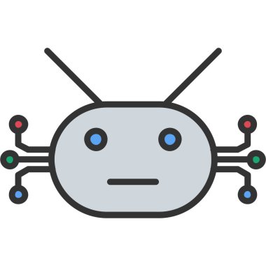 Robot simgesi, vektör çizimi beyaz arkaplanda izole edildi