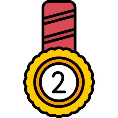 Madalya ödülü ikonu renk ana hatları vektörü