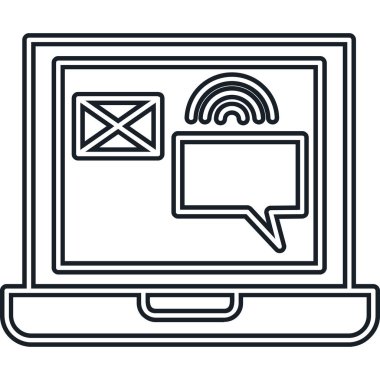 E- posta iletisi ikon vektör illüstrasyon grafik tasarımlı dizüstü bilgisayar