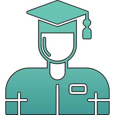 Öğrenci mezun simgesi, vektör illüstrasyonu