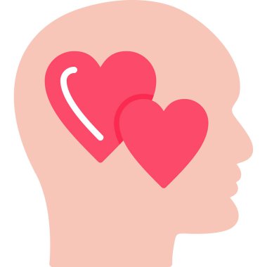 Beyin kalp zihin simgesi düz stilde