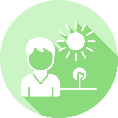 Güneş paneli olan bir adamın vektör çizimi