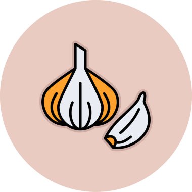 Sarımsak ikonu. Beyaz arkaplanda izole edilmiş sarımsak vektör renk web illüstrasyonu