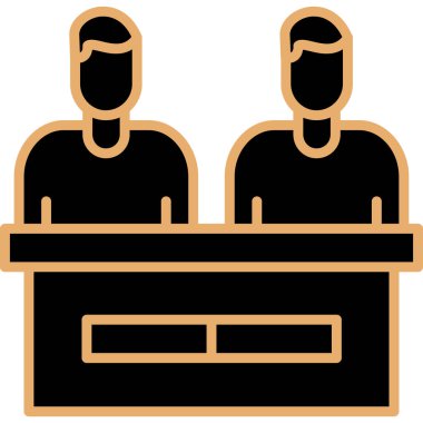 Toplantı ikonu. özet konferans toplantı vektör rengi düz izole