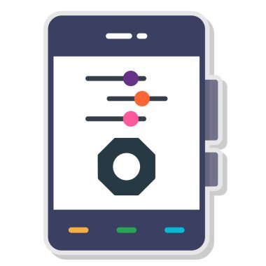 bir dişli simgesi, vektör illüstrasyonlu cep telefonu