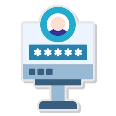 Parola simgesi, vektör illüstrasyonlu bilgisayar monitörü