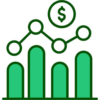 Dolar simgesi. Vektör biçimi yuvarlak açılı düz ikonik semboldür, yeşil renk, beyaz arkaplan.