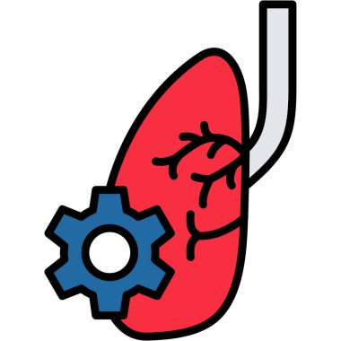Akciğer organı insan simgesi ana hatlarıyla doldurulmuş
