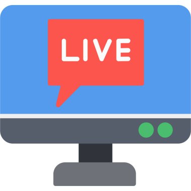 canlı yayın vektörü düz renk simgesi
