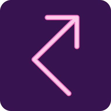 yön sol vektör simgesi. biçim düz sembol simgesi, mor renk, yuvarlak açılar, beyaz arkaplan