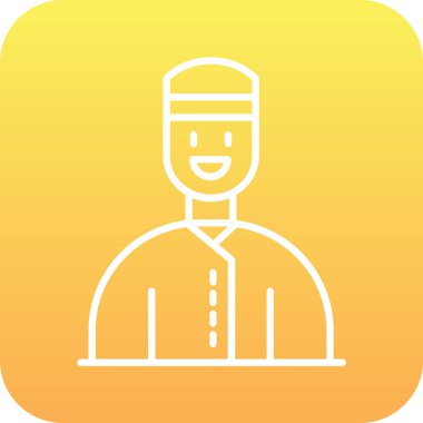 Beyaz şapkalı, sarı eşarplı bir adamın vektör çizimi