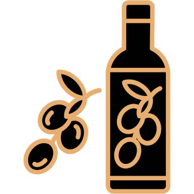 Üzüm ikonlu şarap şişesi. vektör illüstrasyonu