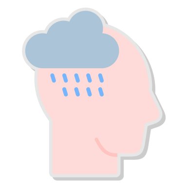 Şemsiyeli beyin, illüstrasyon, beyaz arkaplanda vektör.