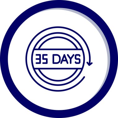 35 günlük mavi pul, vektör illüstrasyonu